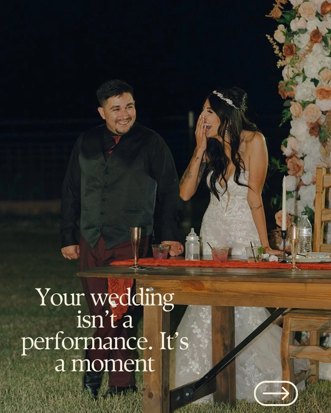 Your wedding doesn&rsquo;t need to be a performance.

It needs room to breathe.
Time to feel it.
Space for the moments that matter most.

That&rsquo;s exactly why The Meadows exists.
For couples who want an intentional, unhurried day that actually fe