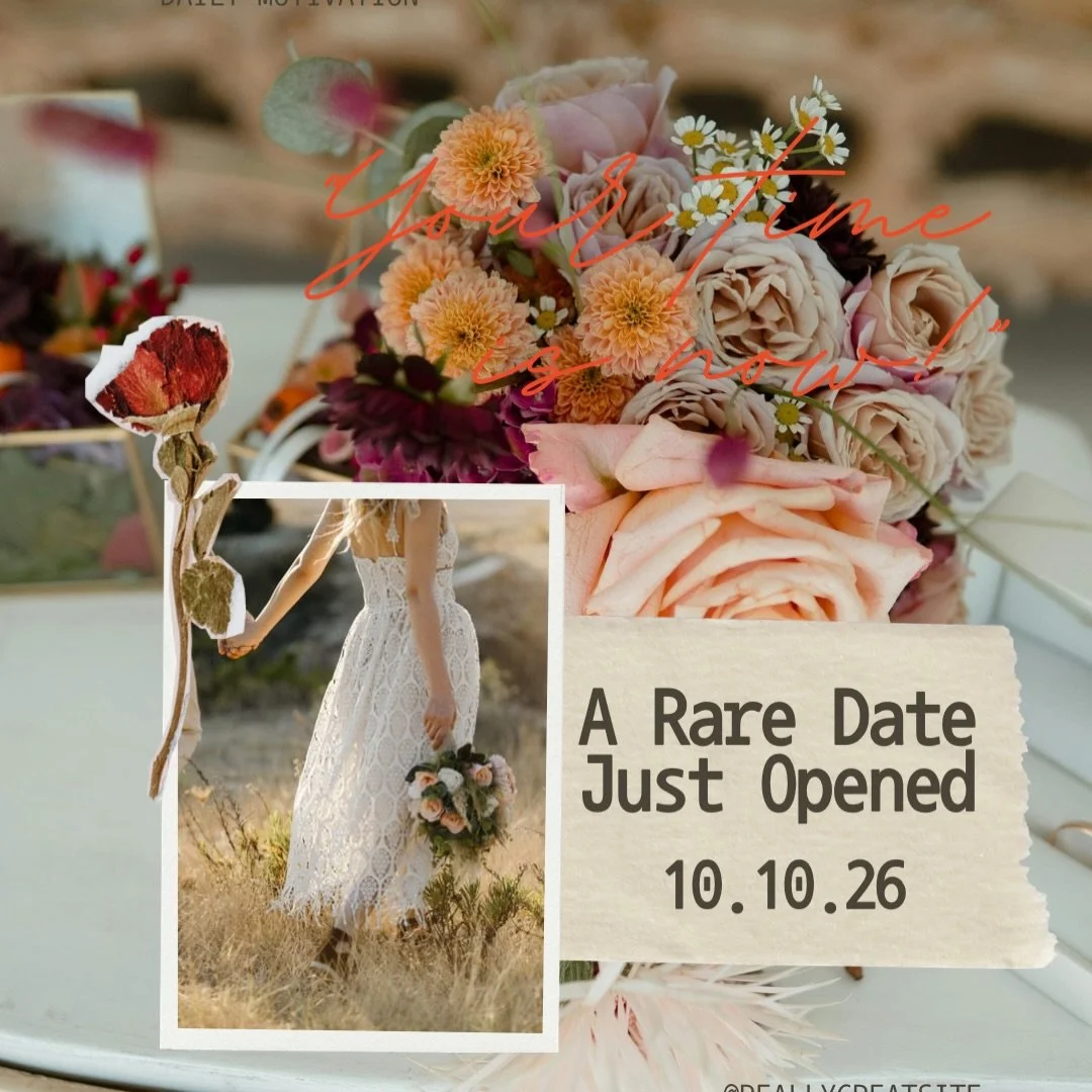 ✨ October 10, 2026 is now AVAILABLE ✨

If you&rsquo;ve been dreaming of a wedding that actually feels like you&mdash;
whether that&rsquo;s an intimate, sunset elopement in the field or a full celebration with everyone you love&hellip; this is your mo