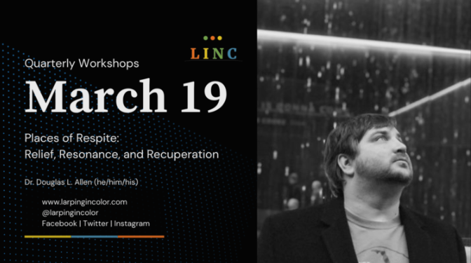 Image of workshop promo with March date and time and picture of Dr. Douglas Allen looking upwards and pensive. 