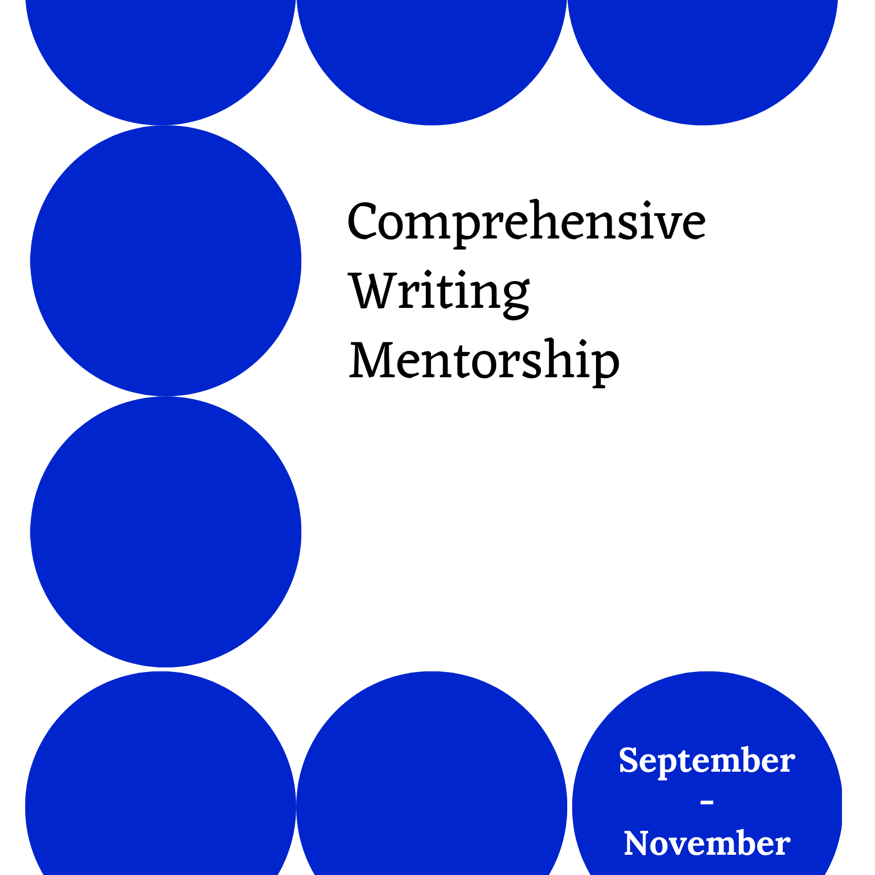 Round Blue Circles surrounding "Extended Writing Mentorhip"