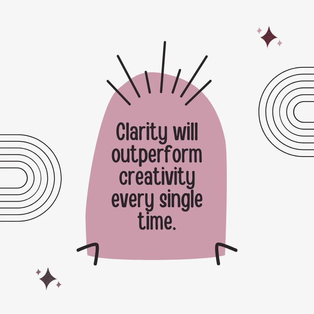 Clarity will outperform creativity every single time.⁠
⁠
You can have the prettiest post, the cutest reel, the most aesthetic feed&hellip;⁠
but if someone reads it and thinks, &ldquo;Wait&hellip; what is this about?&rdquo; they&rsquo;ll keep scrollin