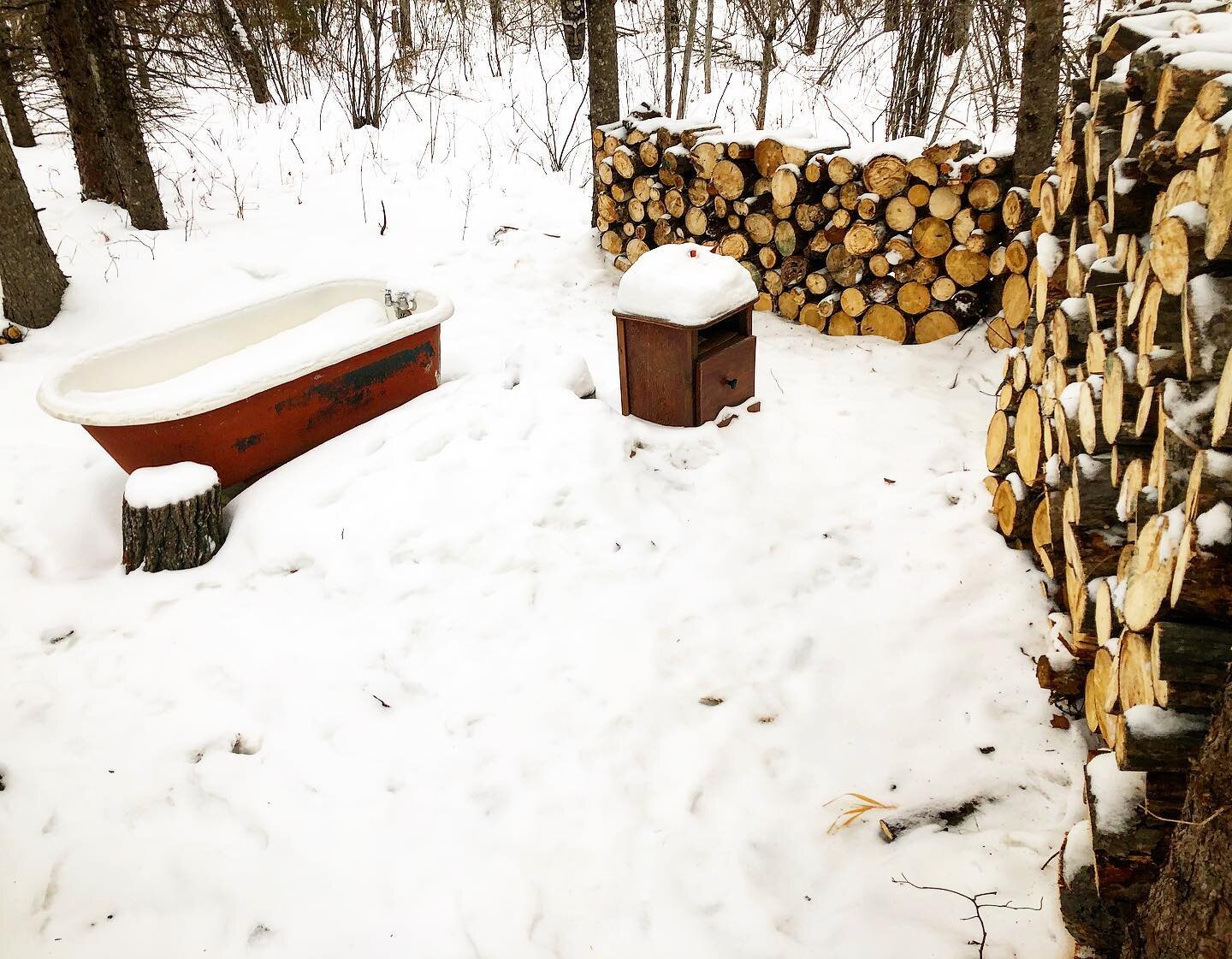 It may not be time for hot baths in the trees yet, but we were inspired to add this... and you know we have a crazy love of wood piles! January sure makes us northern hemisphere folks get up to some interesting things. A wee bit of privacy is ok righ