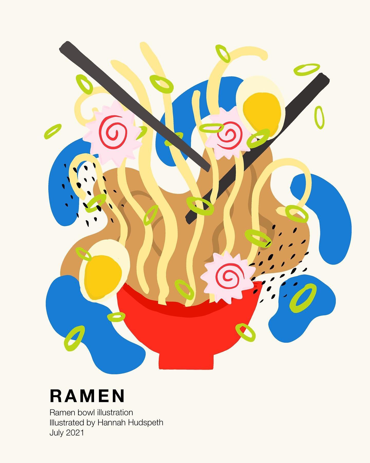 I&rsquo;m really like this poster design layout and have been experimenting with different illustrations. This one has to be my favorite so far. Ramen poster is now available on my website! 🍜