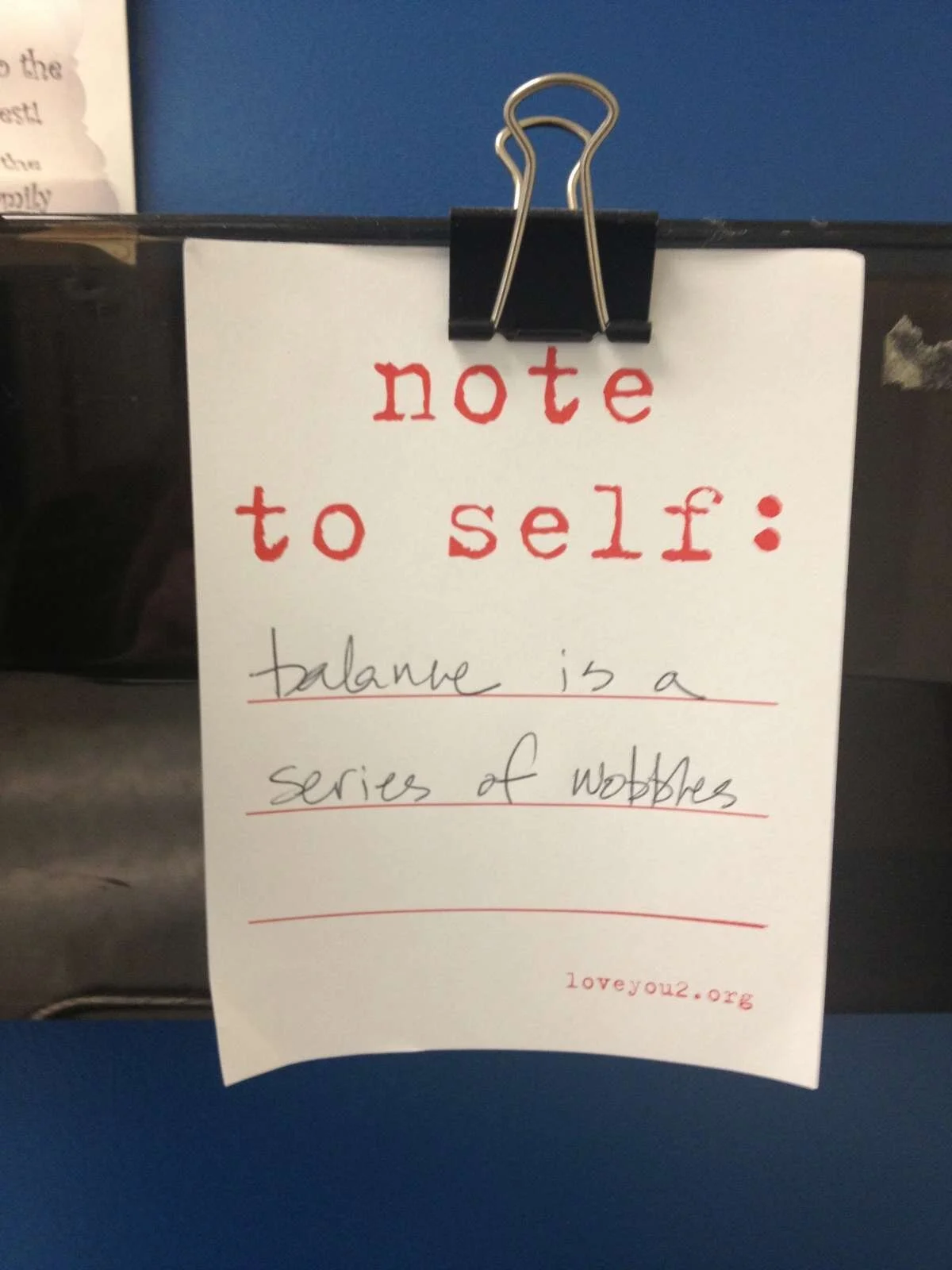 Note to self: balance is