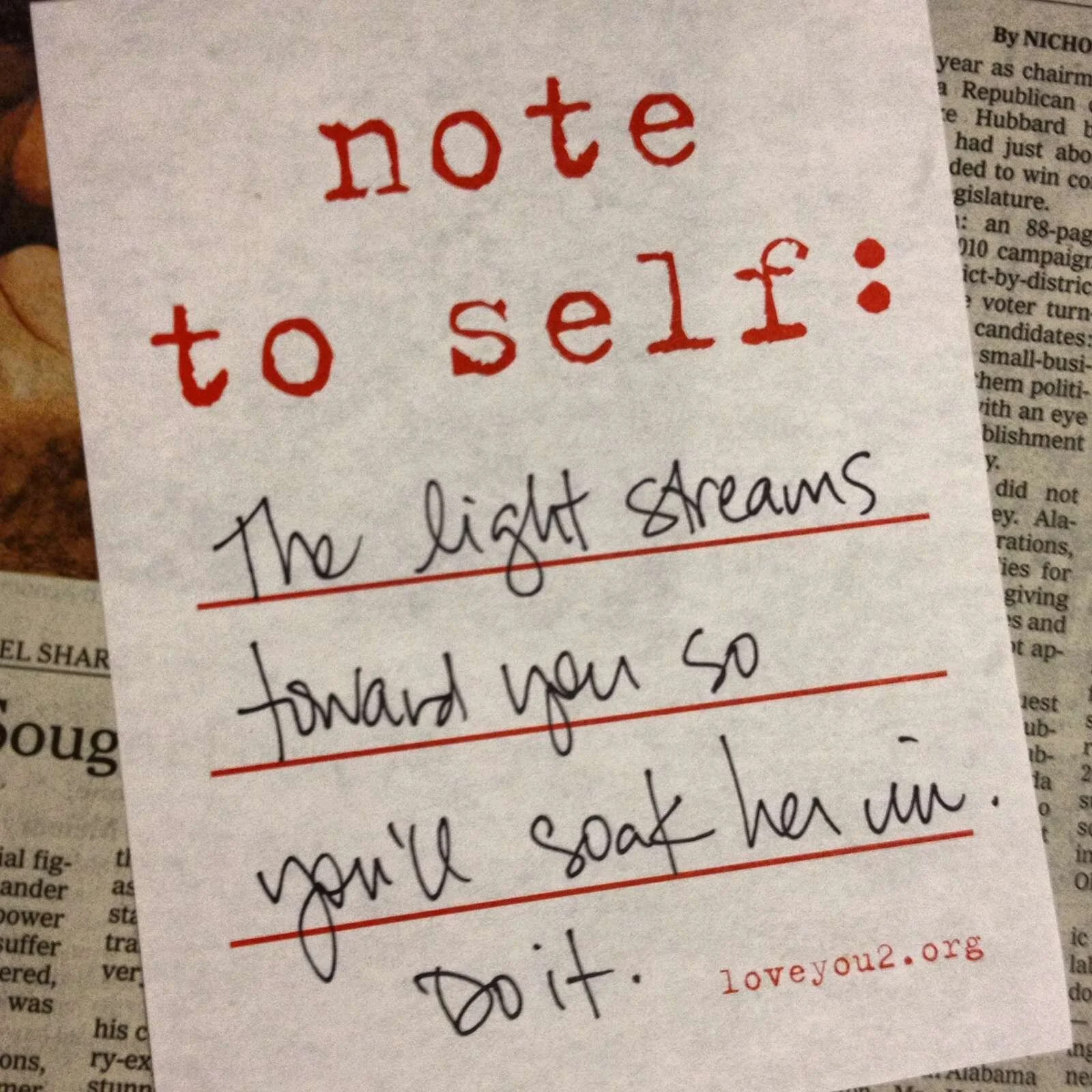 note to self: about the light
