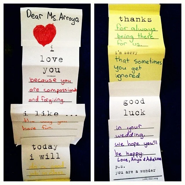 Ms. Arroyo's classroom: get love. give love. in action