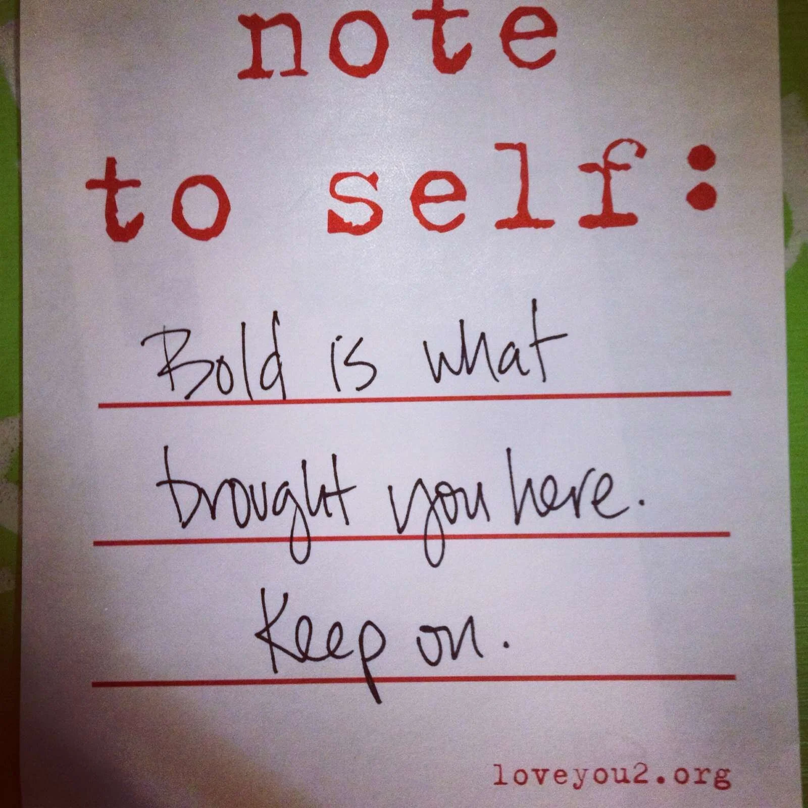 Note to self: Bold
