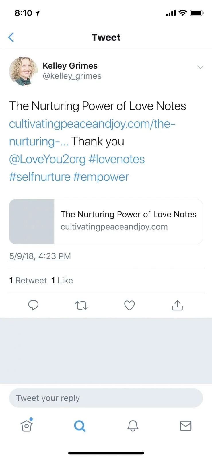 Kelley Grimes on the nurturing power of love notes.