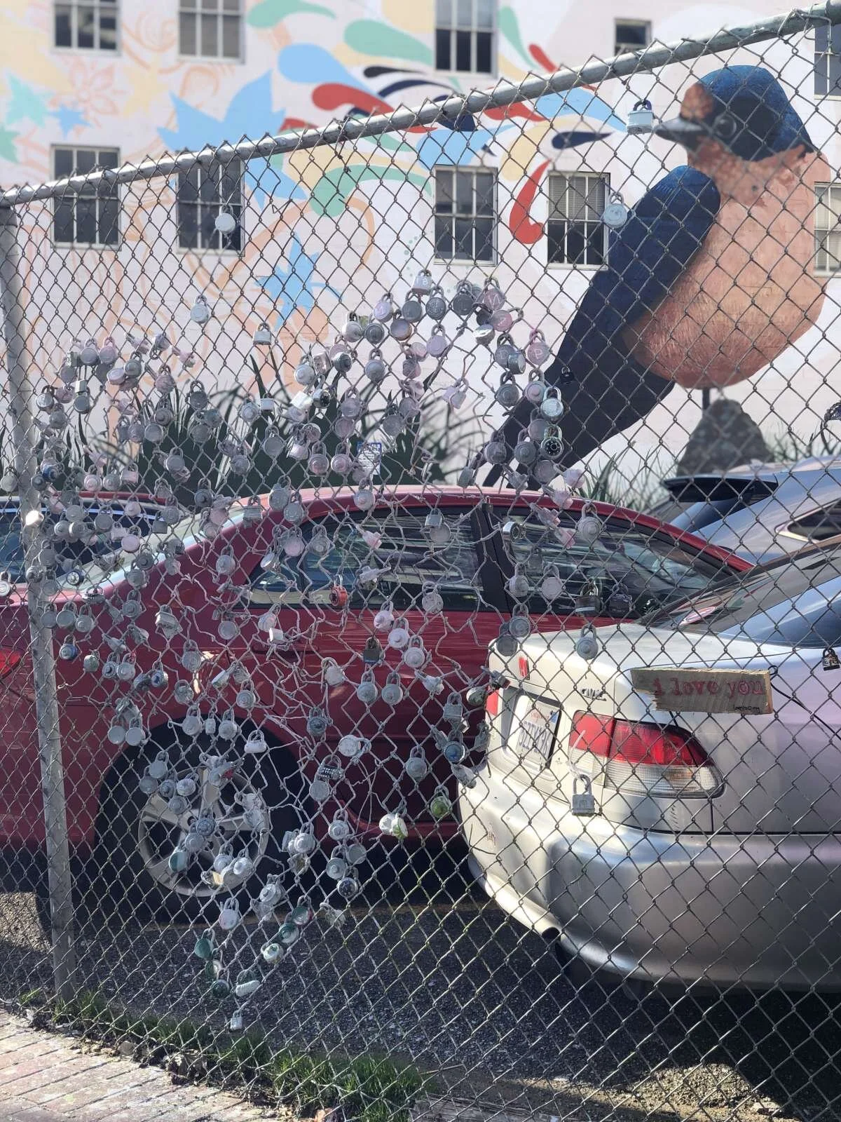 heart lock fence: i love you