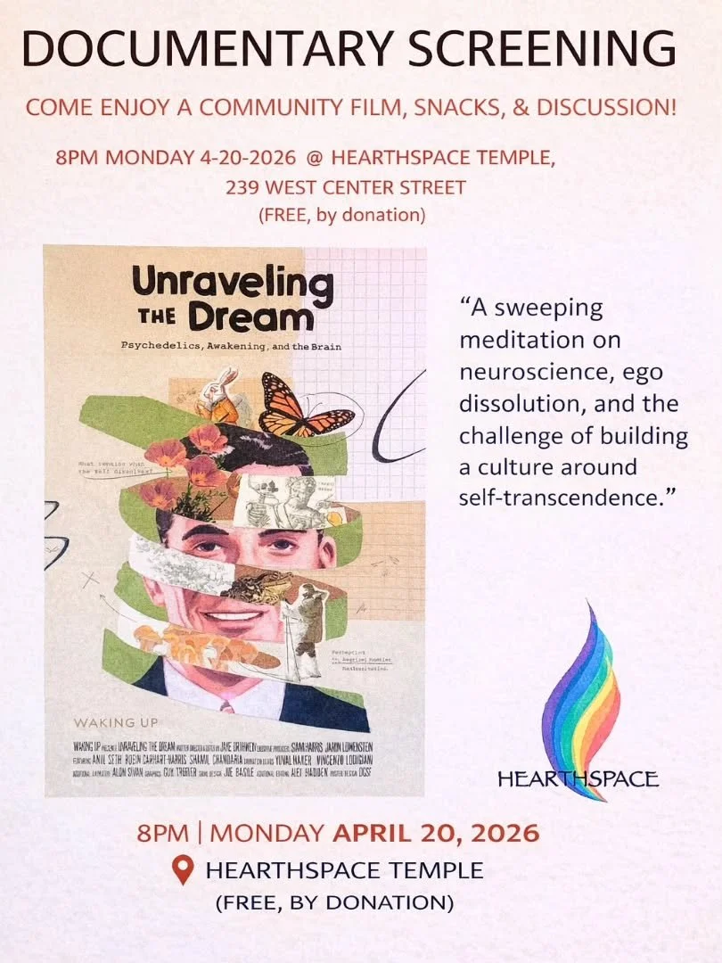Join us for a cozy and thought-provoking evening at Hearthspace ✨
We&rsquo;re gathering for a community screening of Unraveling the Dream&mdash;a film exploring psychedelics, consciousness, and the nature of the mind.
Come enjoy snacks, connection, a