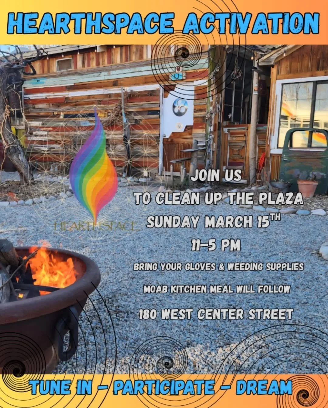 🌿 Hearthspace Plaza Activation 

This Sunday we&rsquo;re coming together to care for the plaza and activate the space. A few hours of many hands makes the magic happen &mdash; cleaning, weeding, tending the grounds, and dreaming into what this space