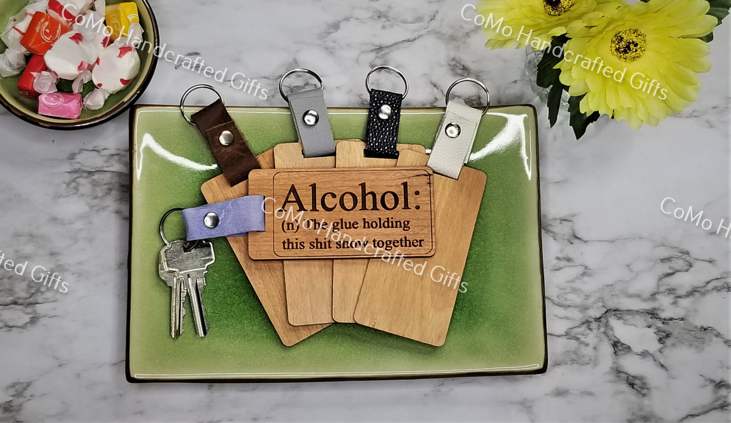 Como Handcrafted Gifts & More Alcohol: (N) The Glue That Keeps This Shit Show Together - Funny - Keychain
