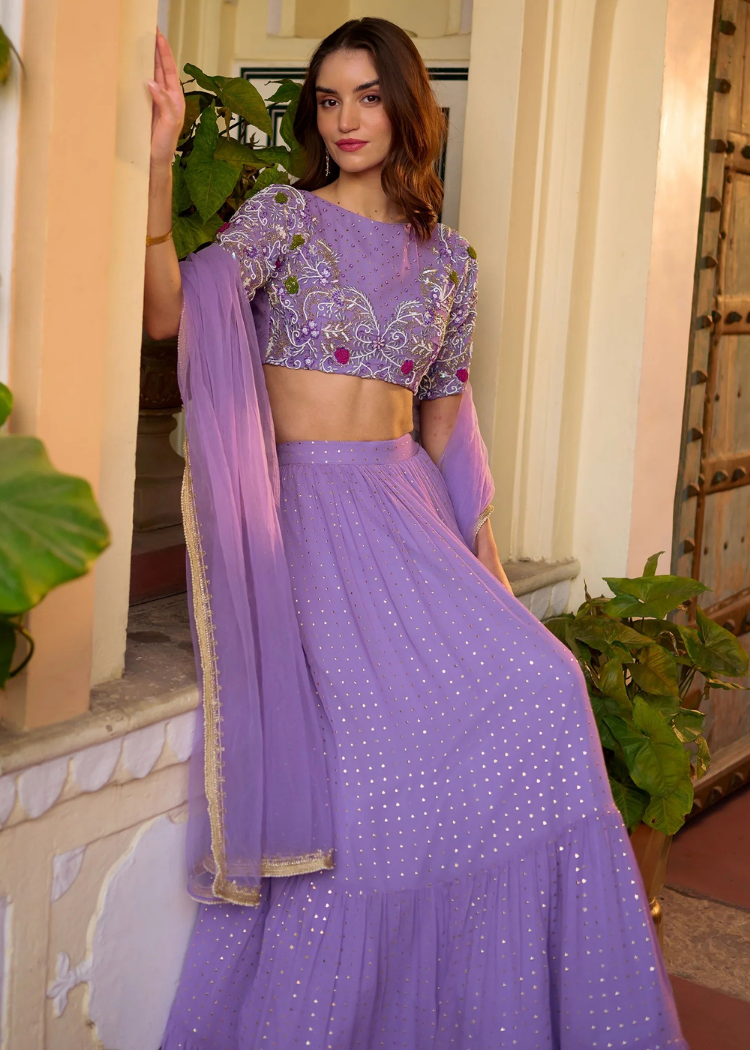 Modern Lavender Lehenga