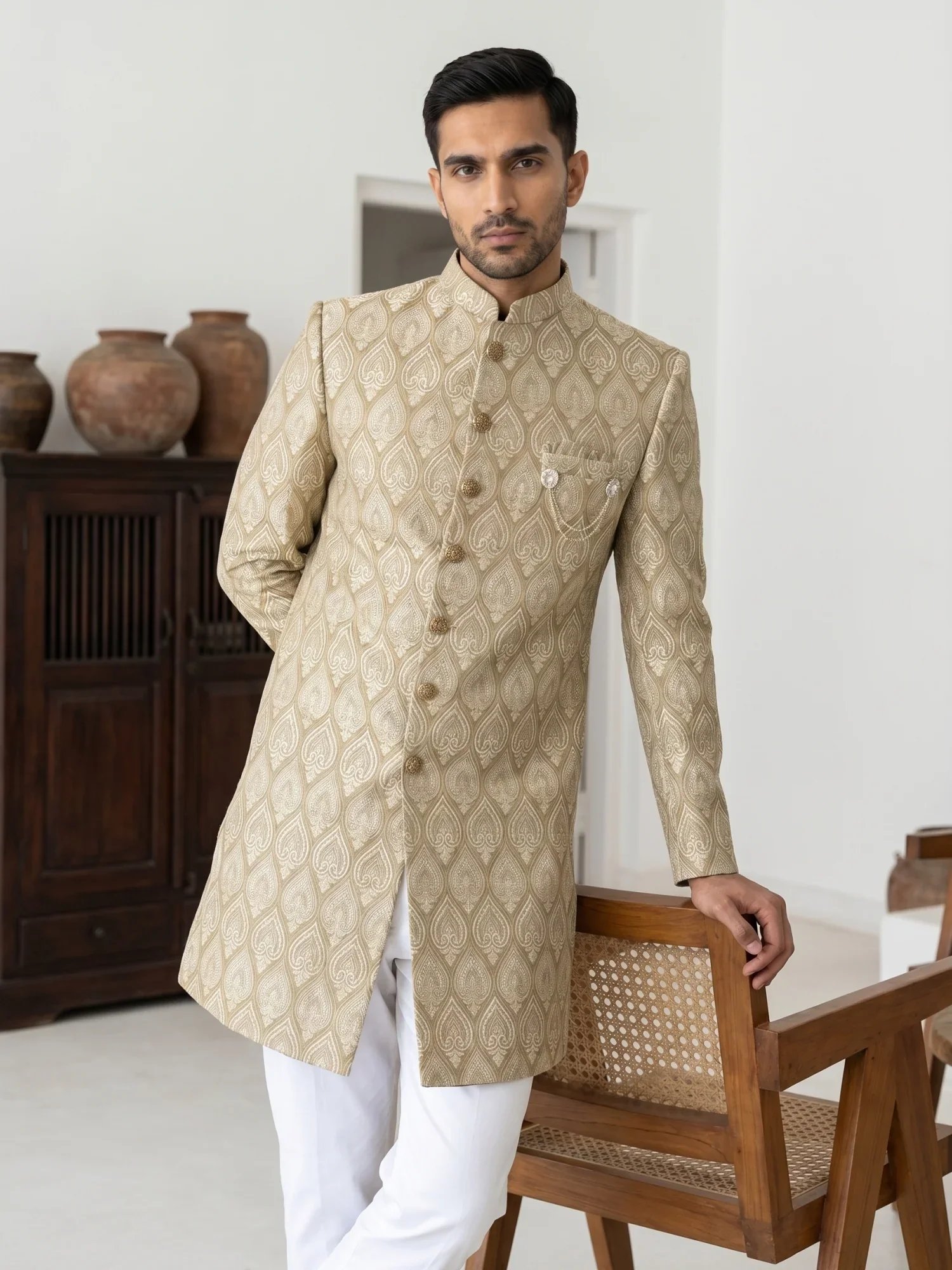Gold Pattern Sherwani [M/40]