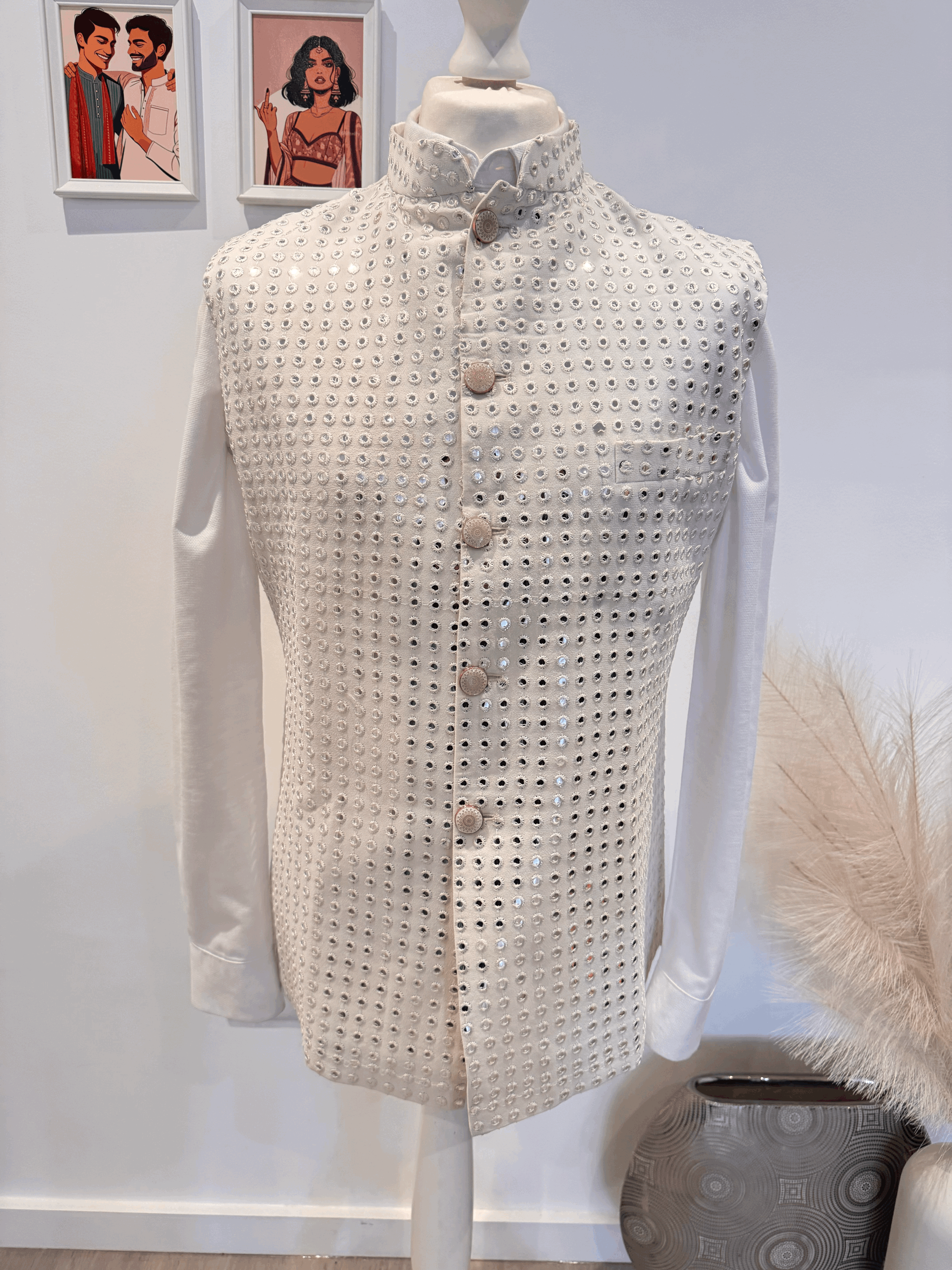 White Mirrorwork Waistcoat [M/40]