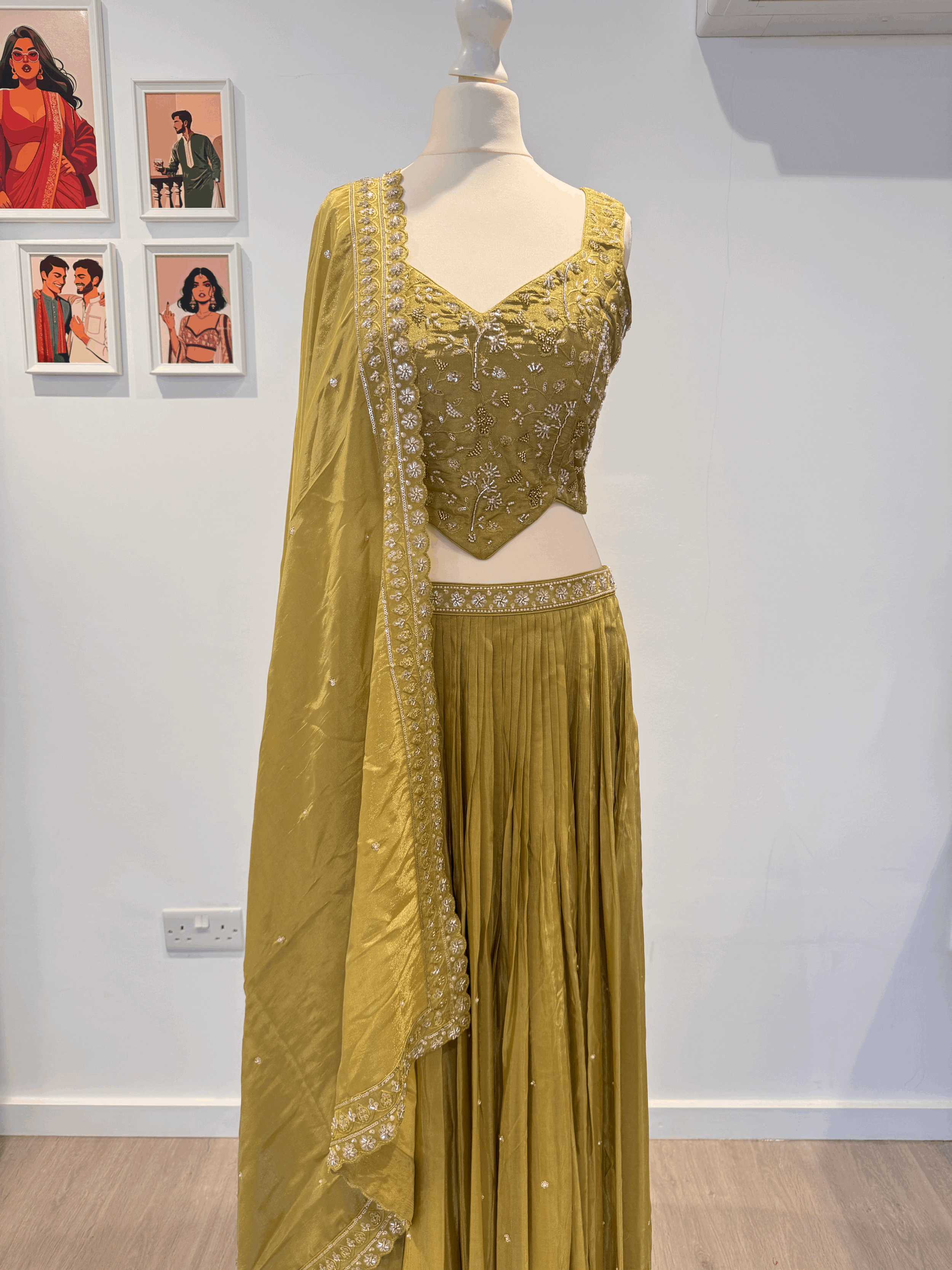 Lime Sequin Lehenga [UK12]