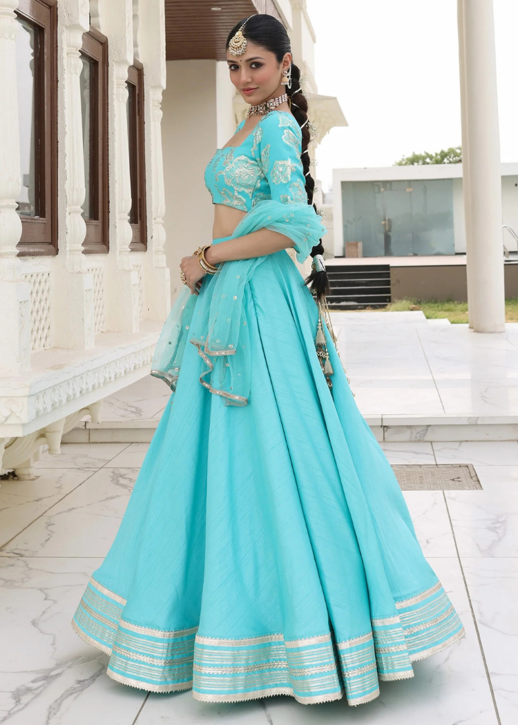 Blue Silk Gota Lehenga