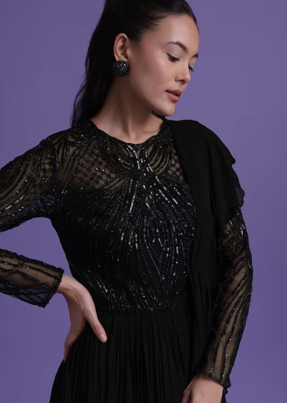 Black Beaded Gown [UK 14]