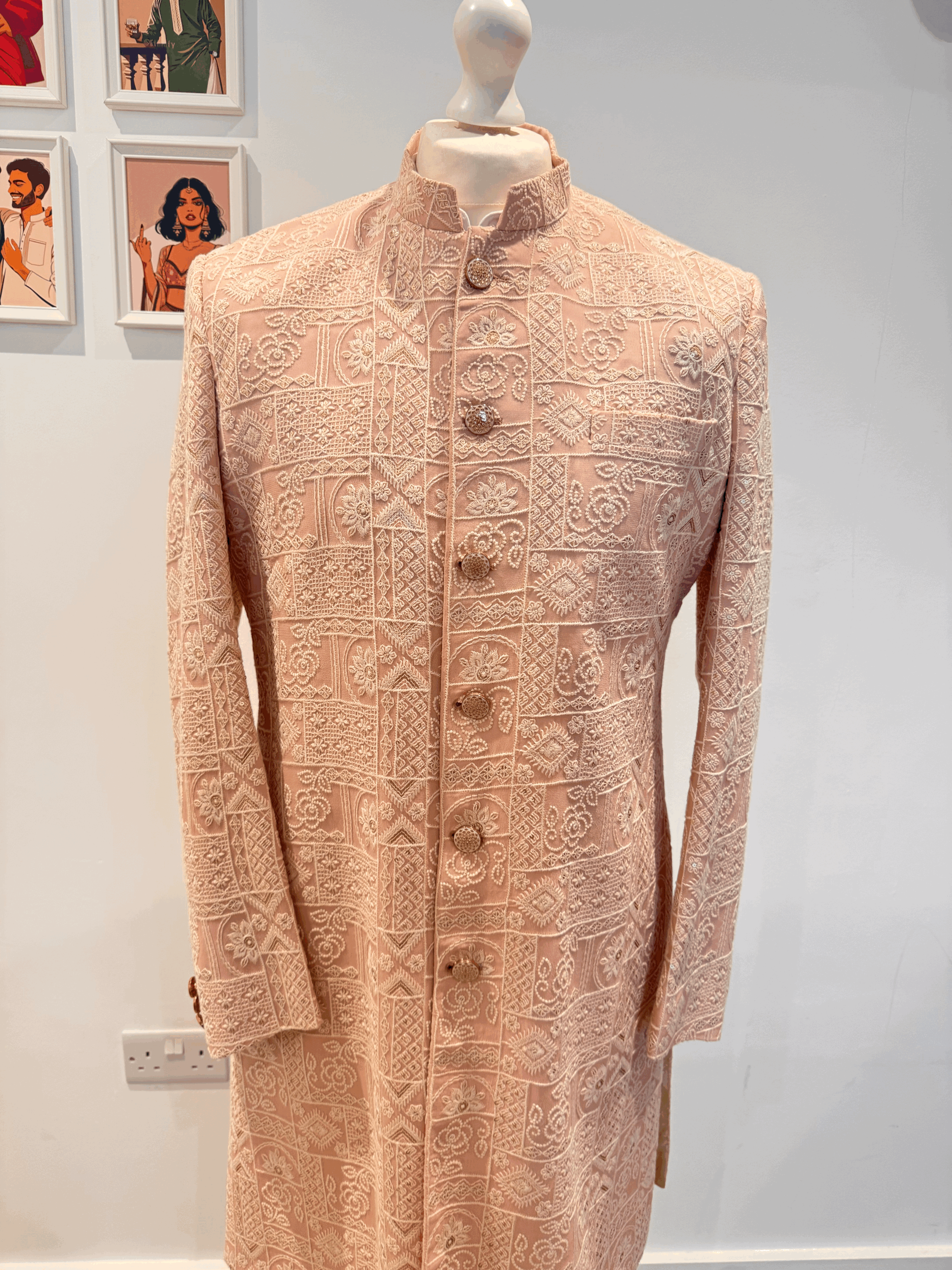 Pink Threadwork Sherwani [L/42]