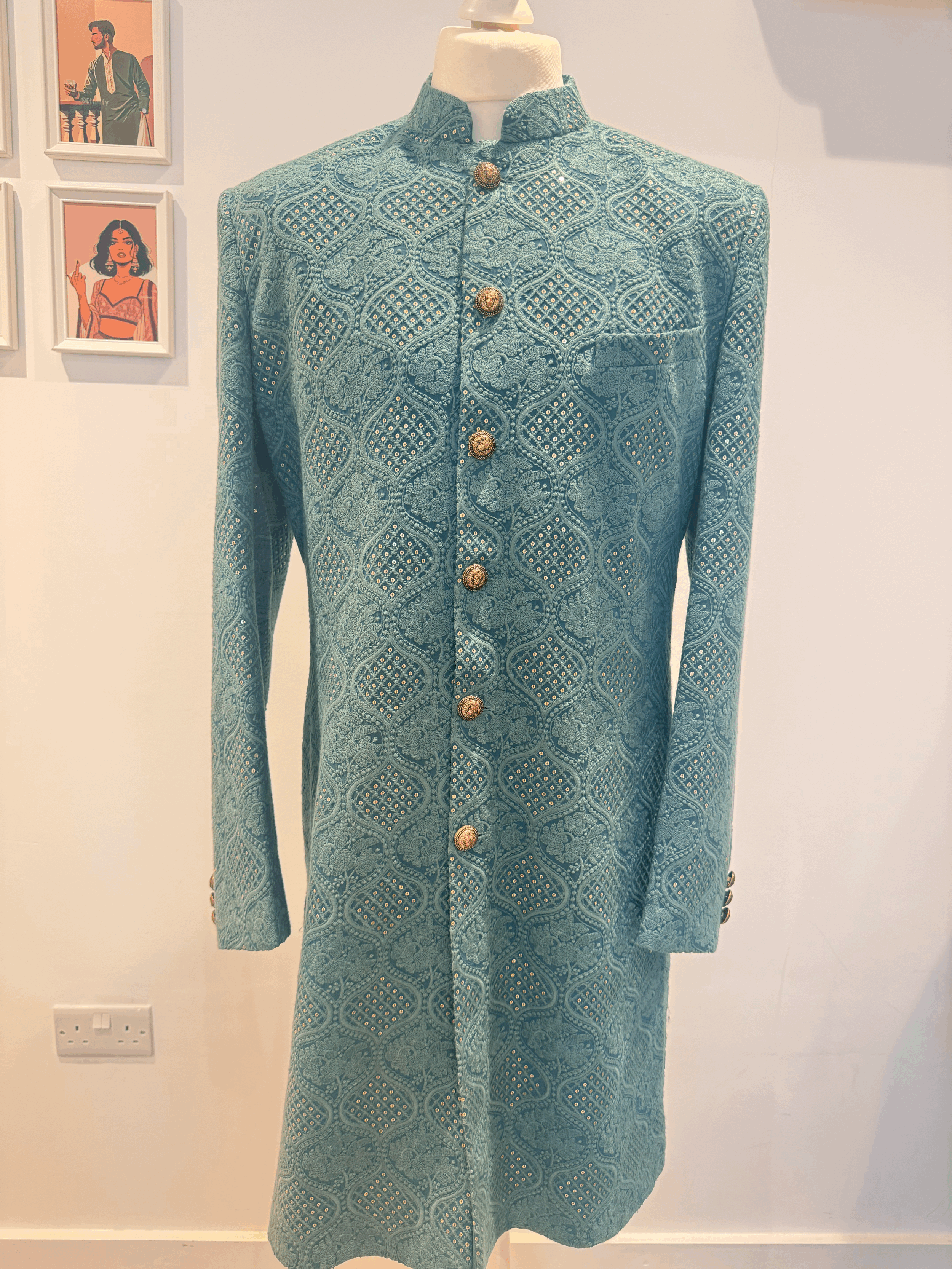 Blue Aladdin Sherwani [L/42]