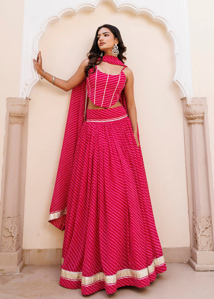 Pink Bandhani Lehenga