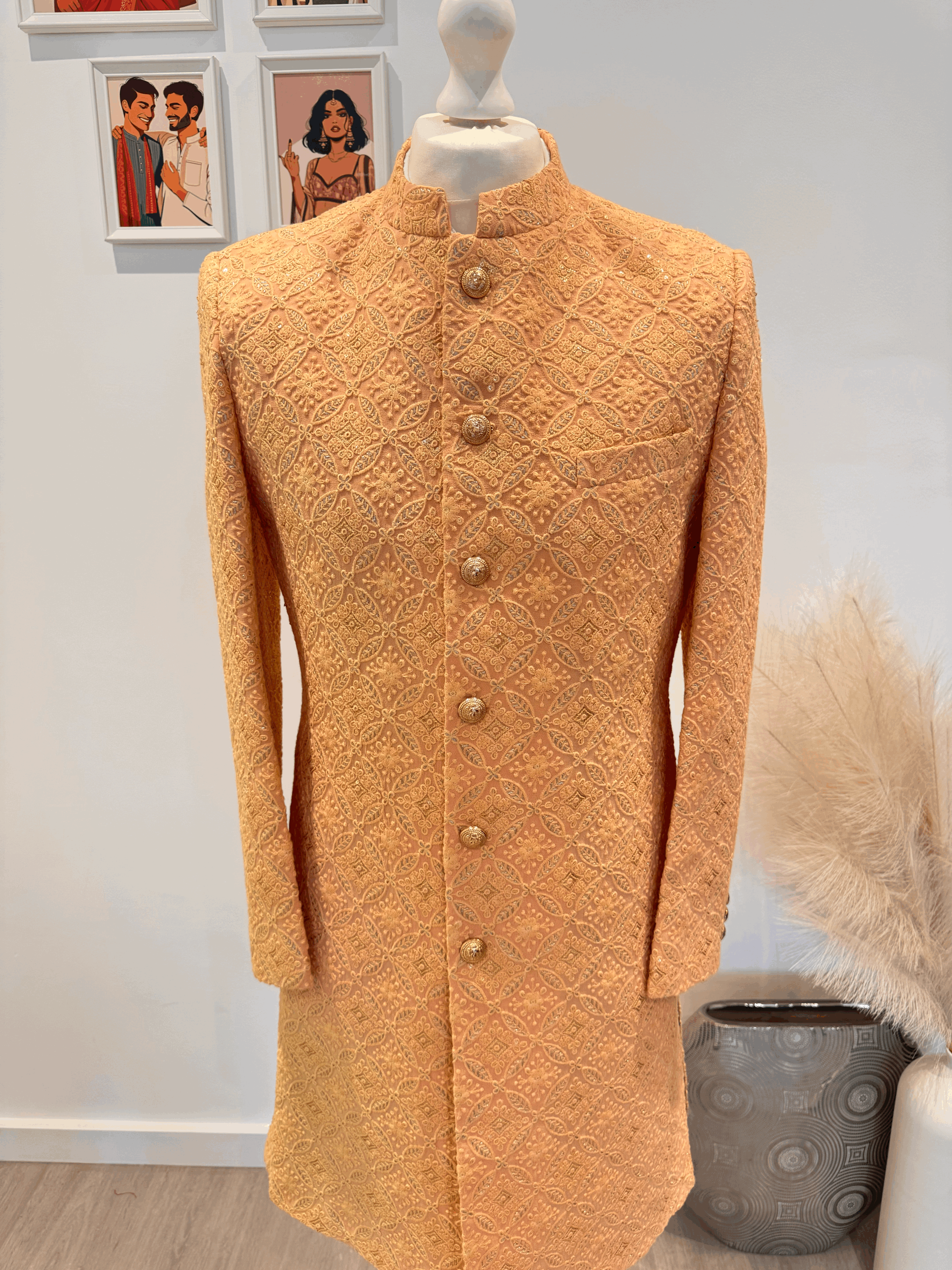 Peach Circular Sherwani [L/42]