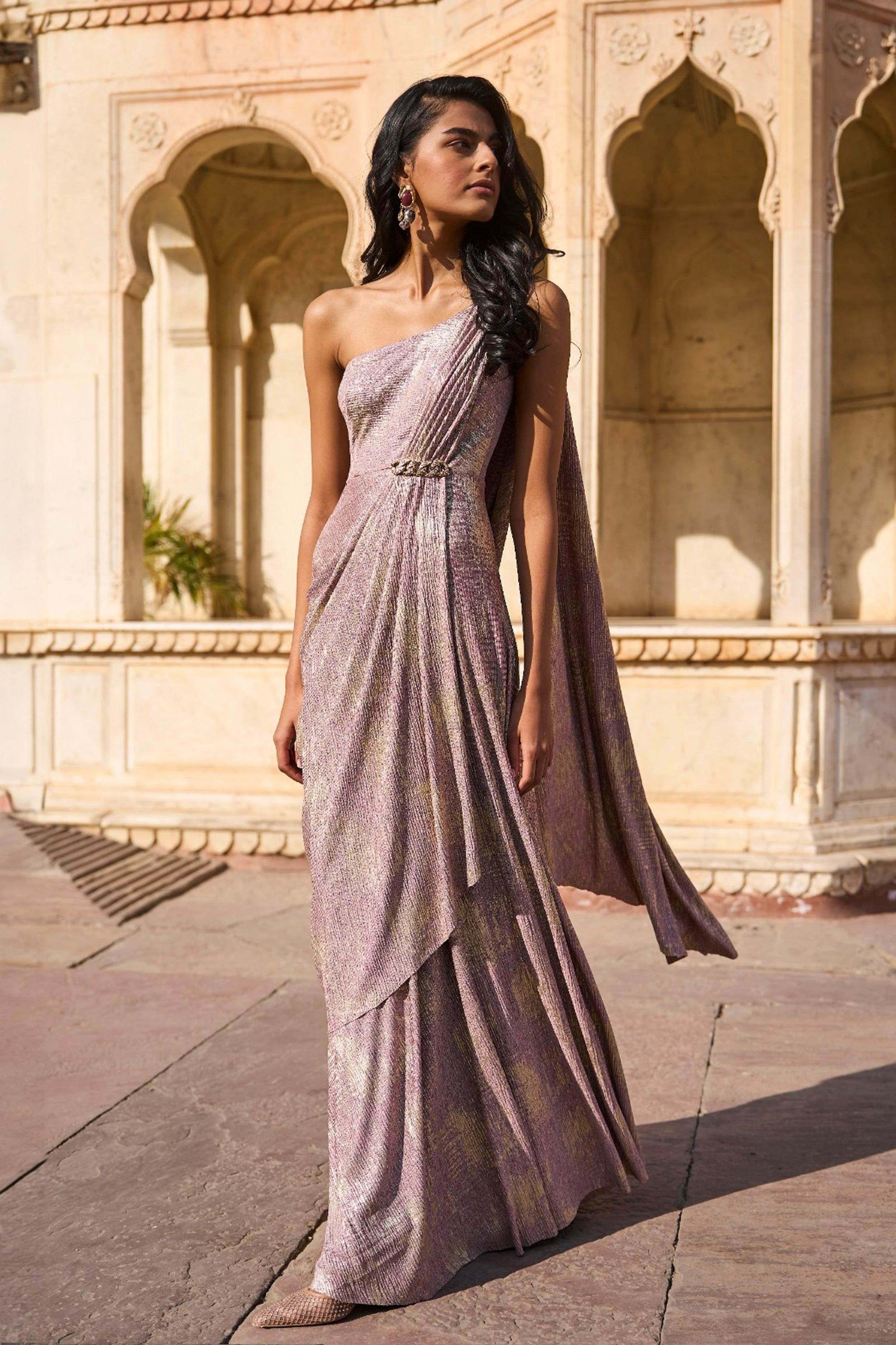 Pink Saree Drape Gown [S]