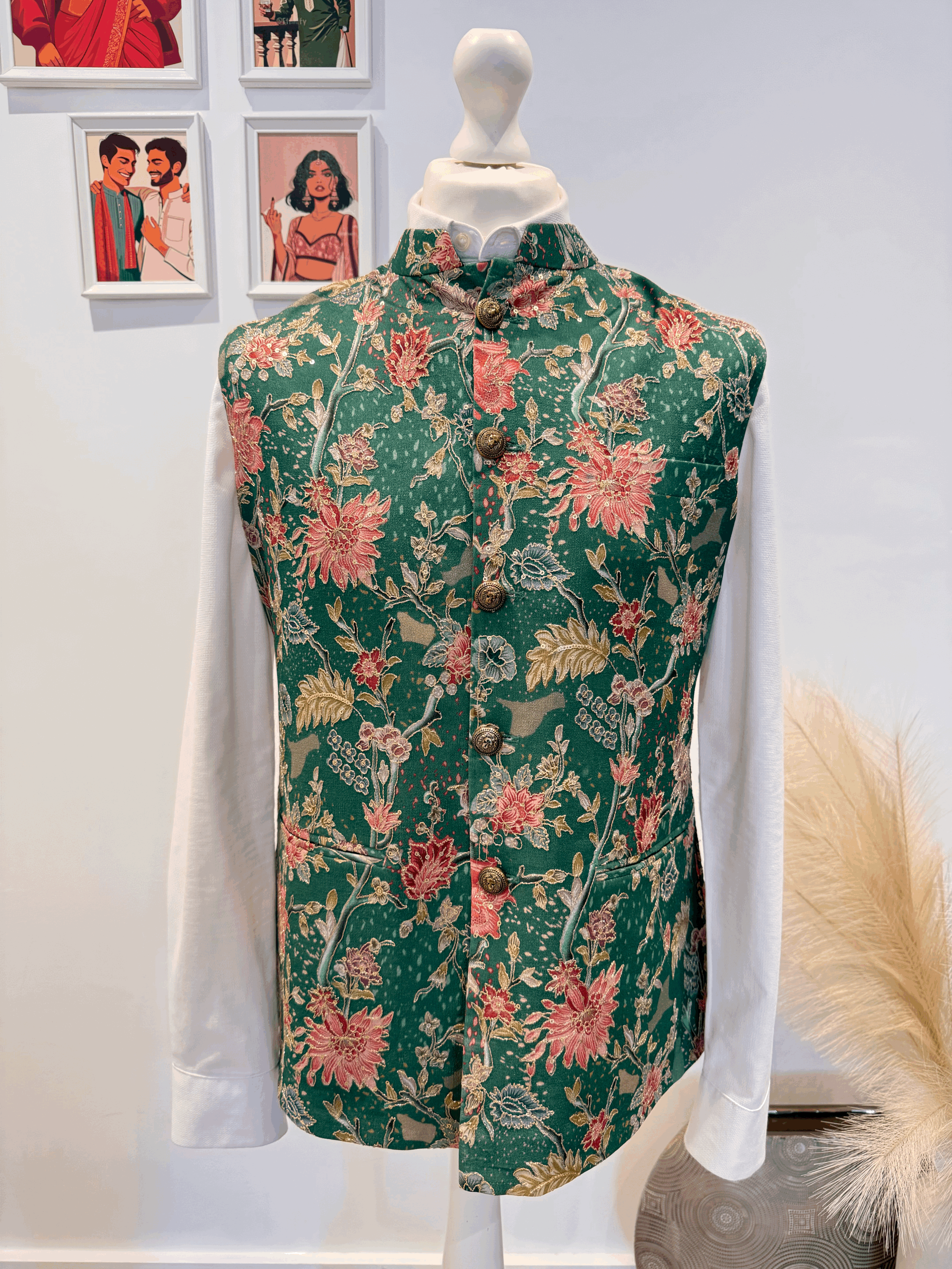 Green Floral Waistcoat [M/40]