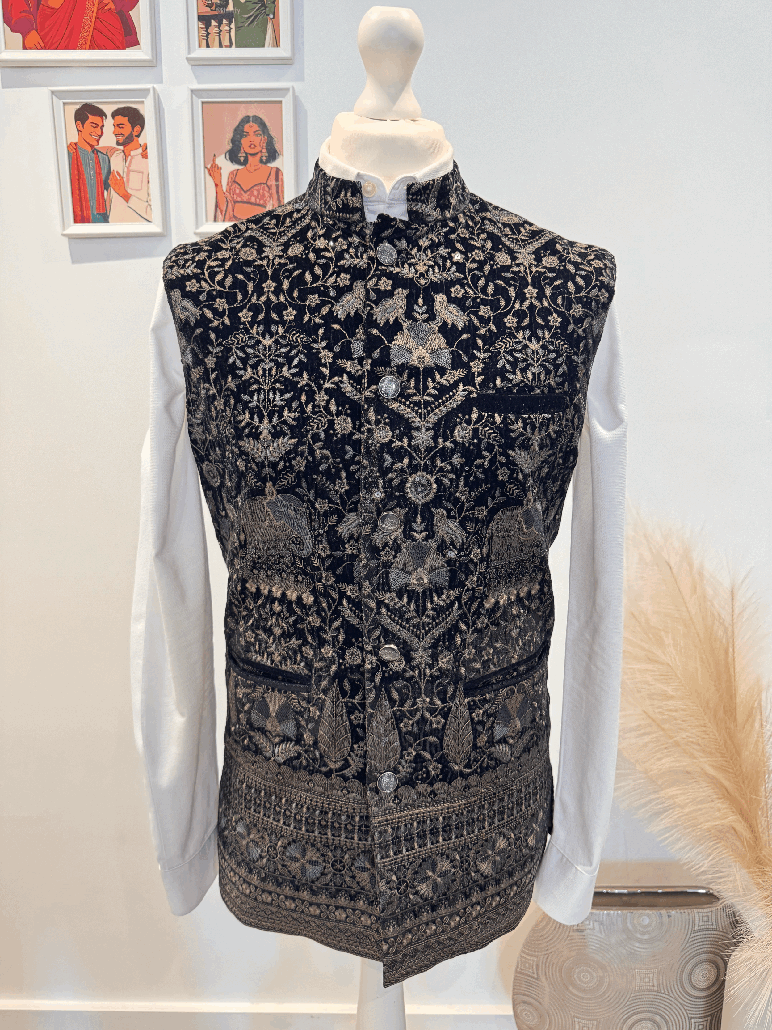 Velvet Embroidery Waistcoat [M/40]