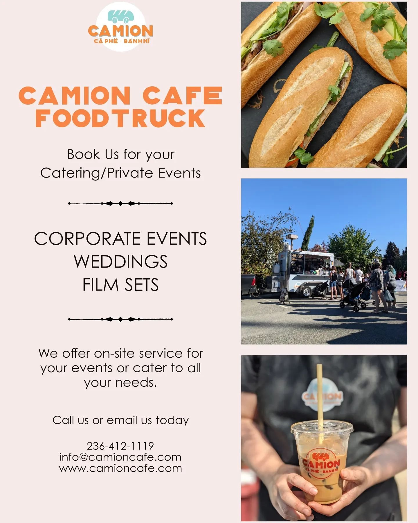 🚚🥖 Book Our Food Truck for your event Today! 🎉

Looking to add a delicious twist to your upcoming event? Look no further than our amazing food truck catering service! Our mobile kitchen on wheels brings the flavors and excitement of Vietnamese str