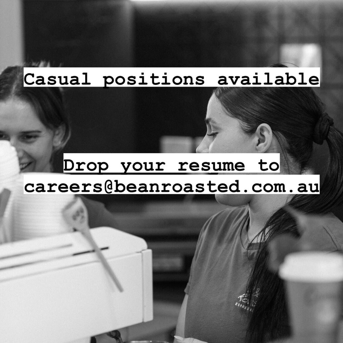 Join the team 🔥

We&rsquo;re looking for a casual/part time addition to our Calderwood team! 

10-15 hours to start, weekdays and weekends. Barista experience preferred but not necessary. 

If you&rsquo;ve been in our stores, you&rsquo;ll know that 