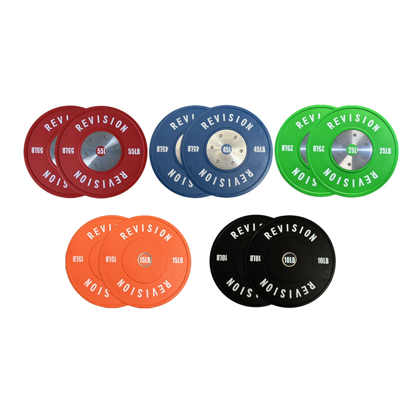 Revision Barbells 300LB Competition Set Color Olympic Bumper Plates Weights