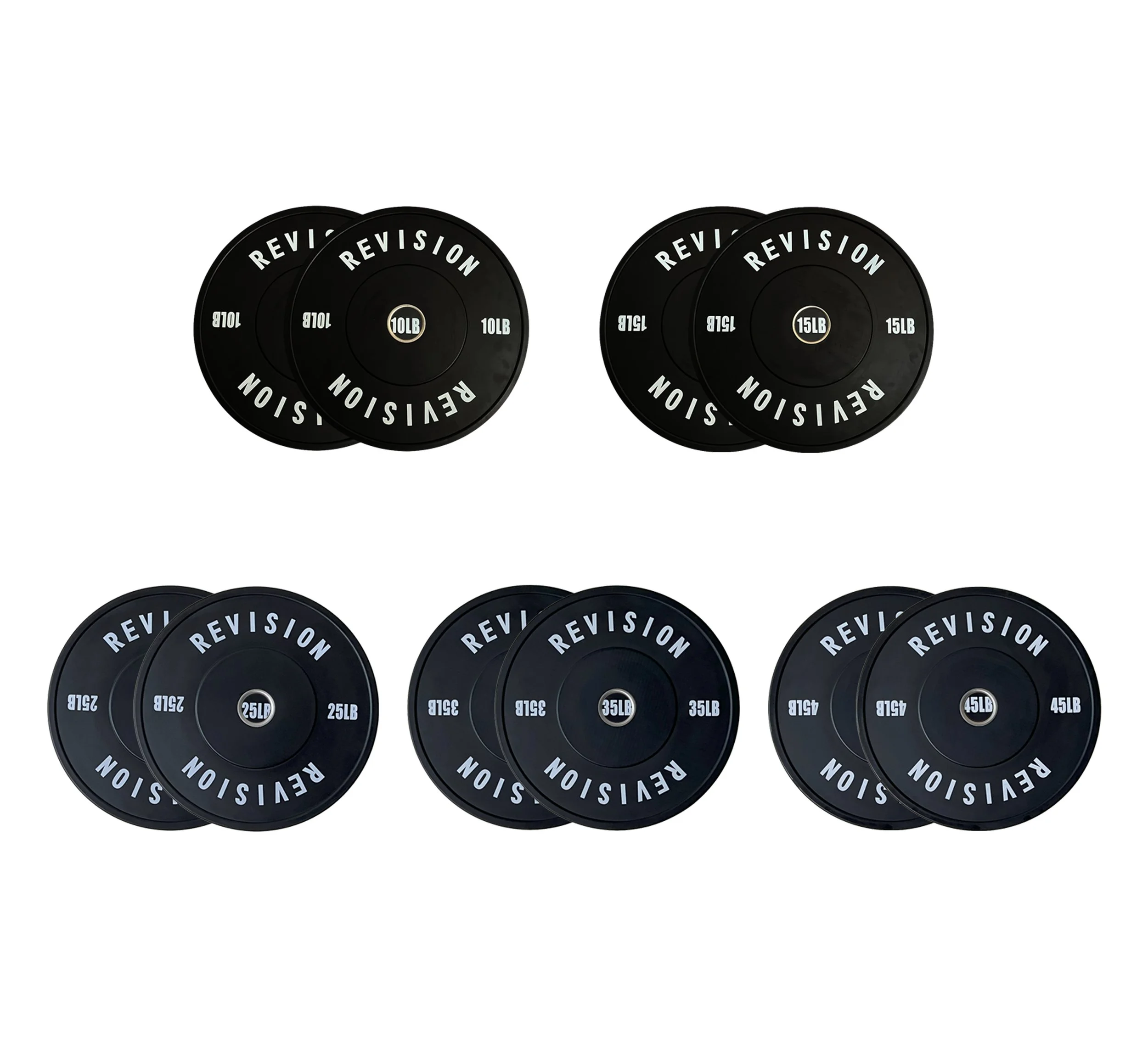 Revision Black Rubber 260lb Pound Bumper Plates Set
