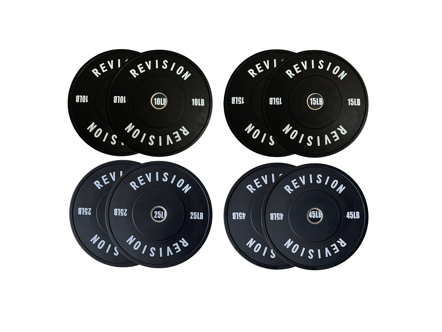 Revision Black Rubber 190lb Pound Bumper Plates Set