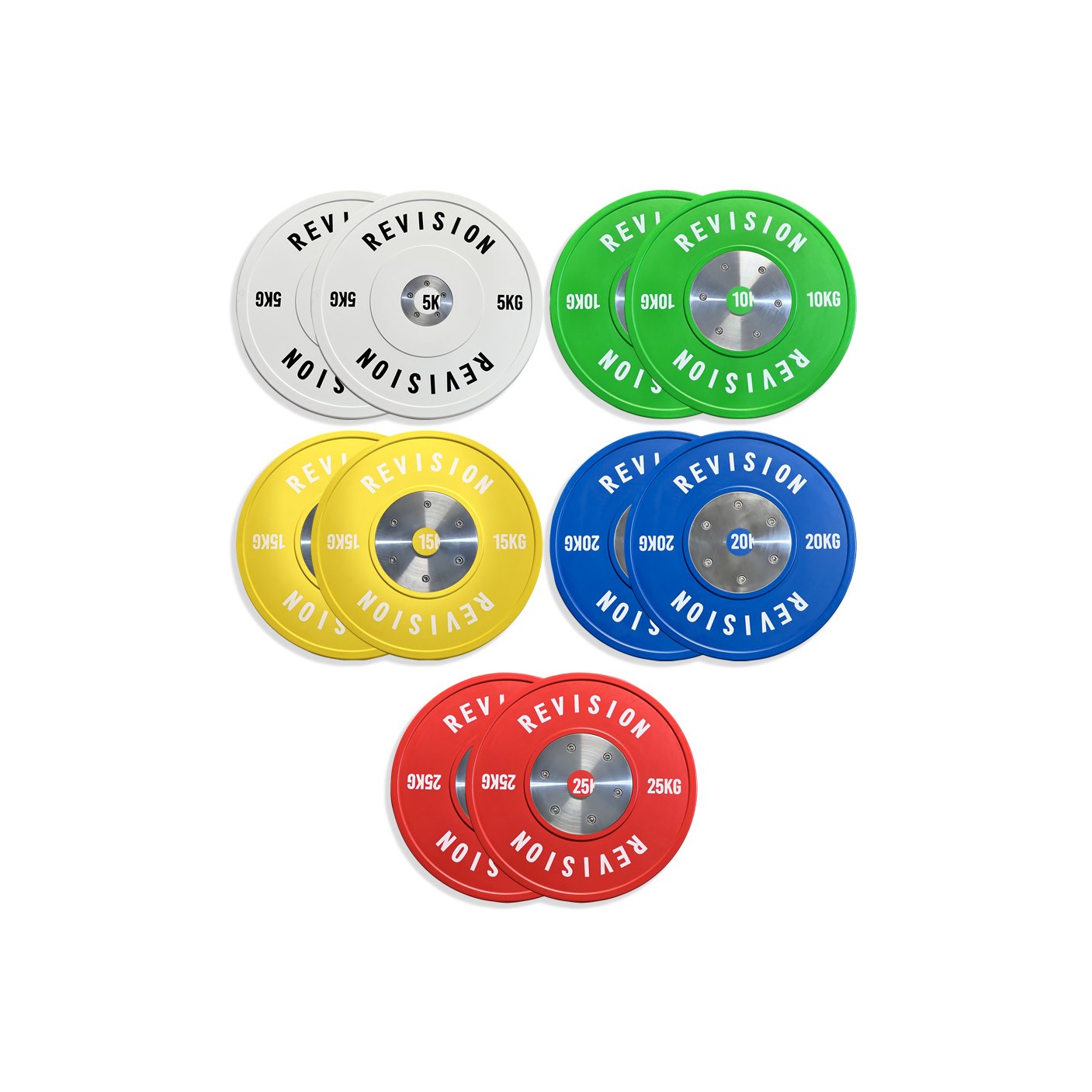 Revision Barbells 150KG Competition Color Bumper Plates Weights
