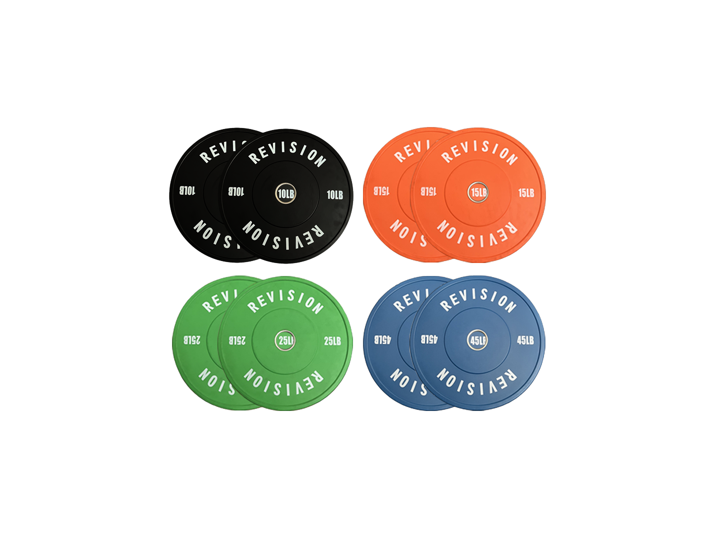 Revision Color Rubber 190lb Pound Bumper Plates Set