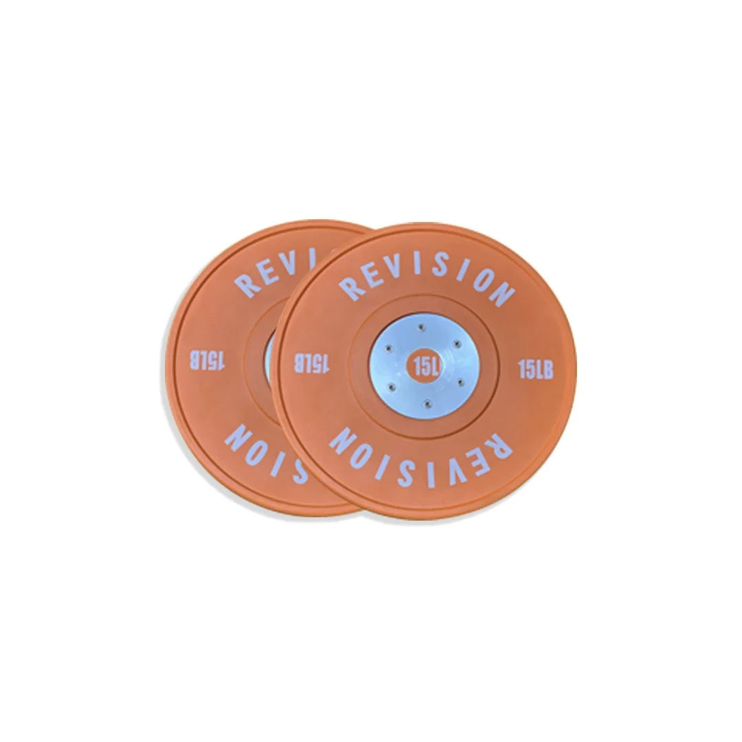 Revision Barbells 15LB Competition Orange Color Bumper Plates Weights