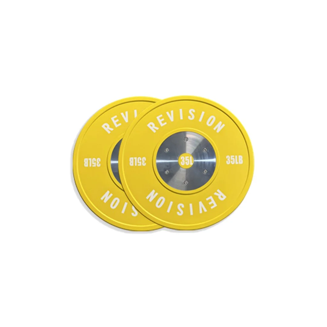 Revision Barbells 35LB Competition Yellow Color Bumper Plates Weights