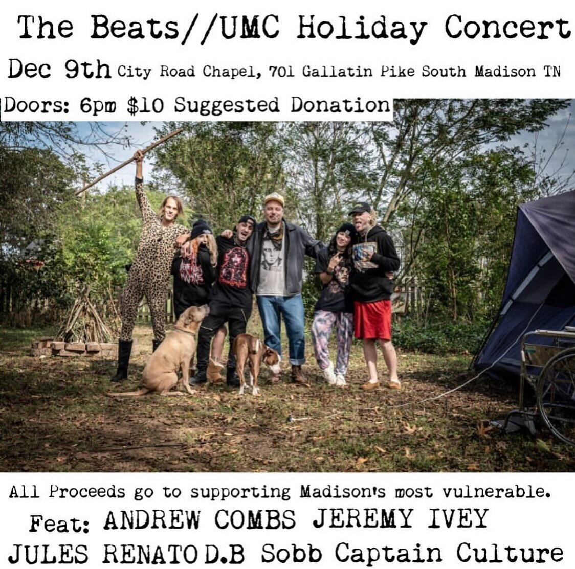 We&rsquo;re excited for our very own @theofficialcaptainculture to play this Holiday Concert for @the_beat_outreach 
Killer lineup + donations go to help the vulnerable community in East Nashville.