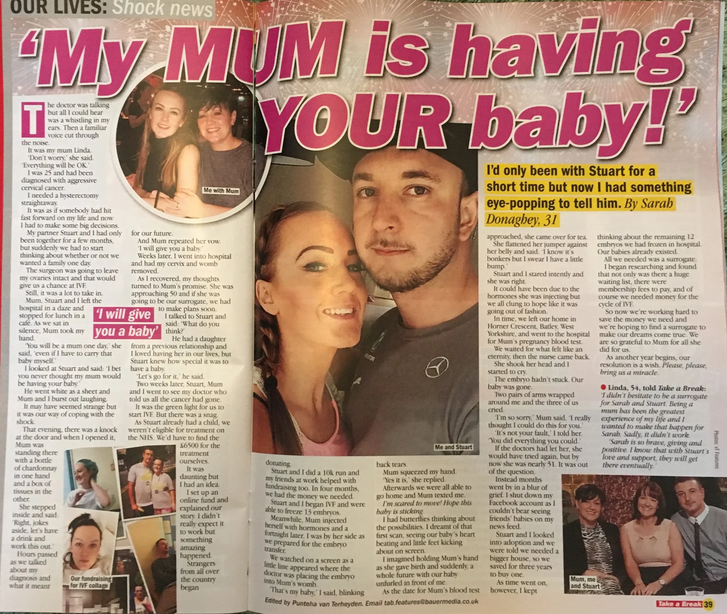 Mum's having your baby!