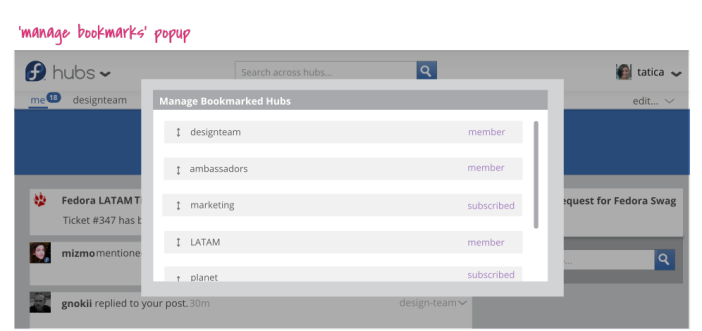 Users also have the ability to manage, rearrange, and edit their bookmarked hubs.
