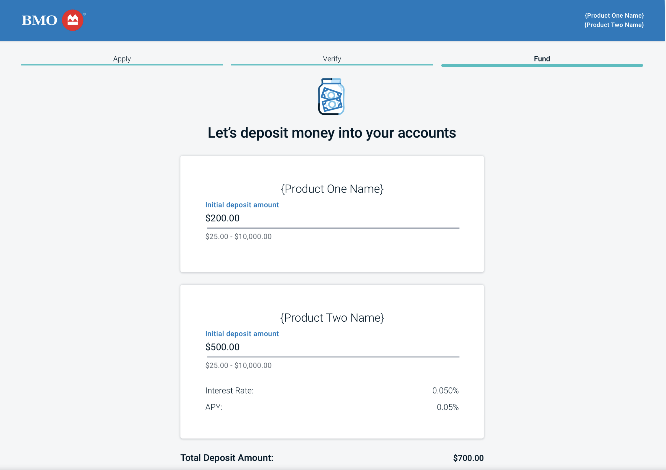 Account bundles: Multiple accounts on funding deposit page