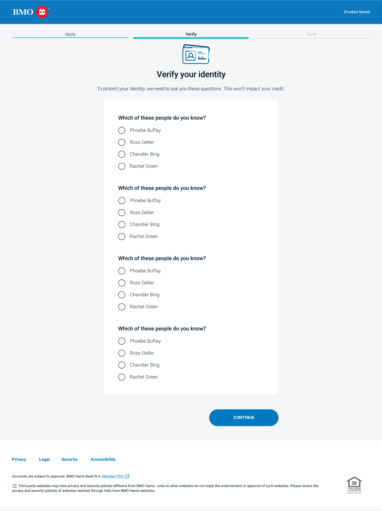 "Verify" page, where users identities are authenticated in order to prevent fraud, etc.