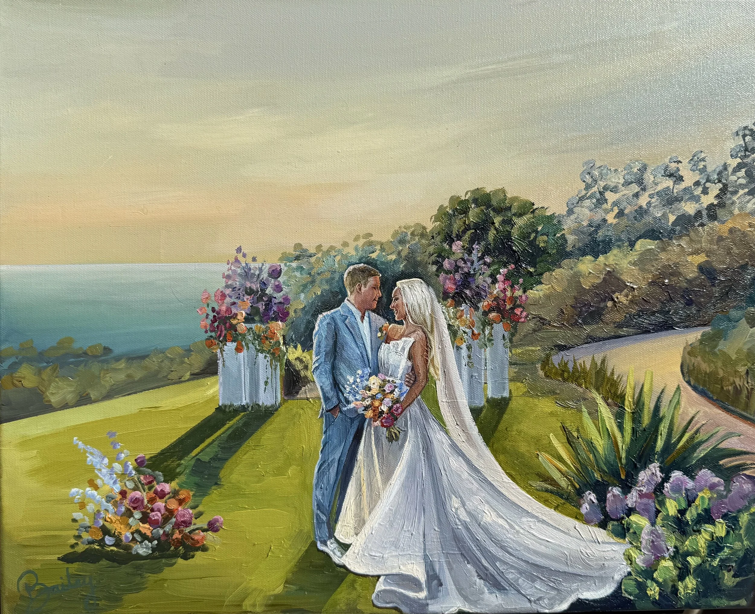 Santa Barbara Coastal Wedding Live Wedding Painting Orange County Southern California 