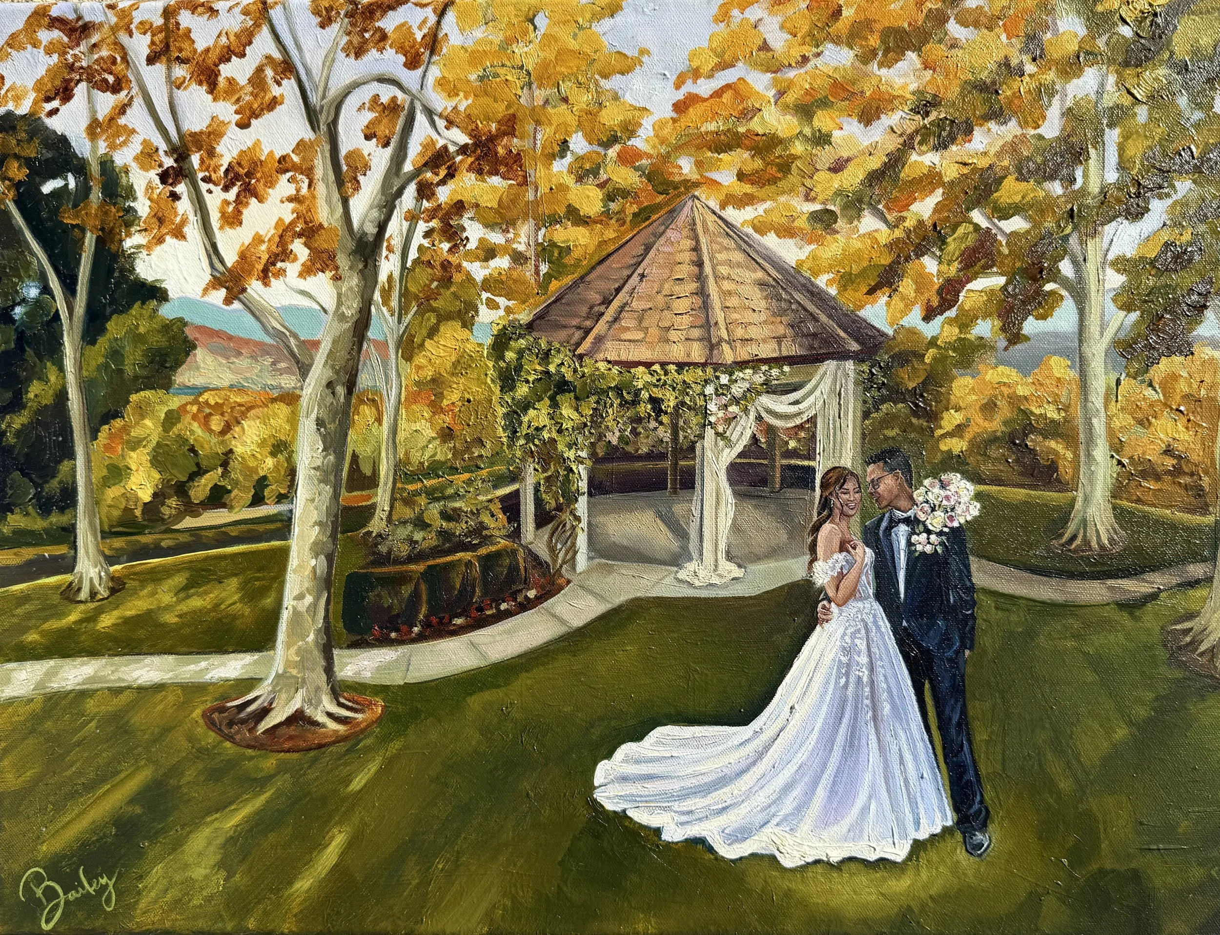 Anaheim Fall Autumn Live Wedding Painting Orange County Southern California 