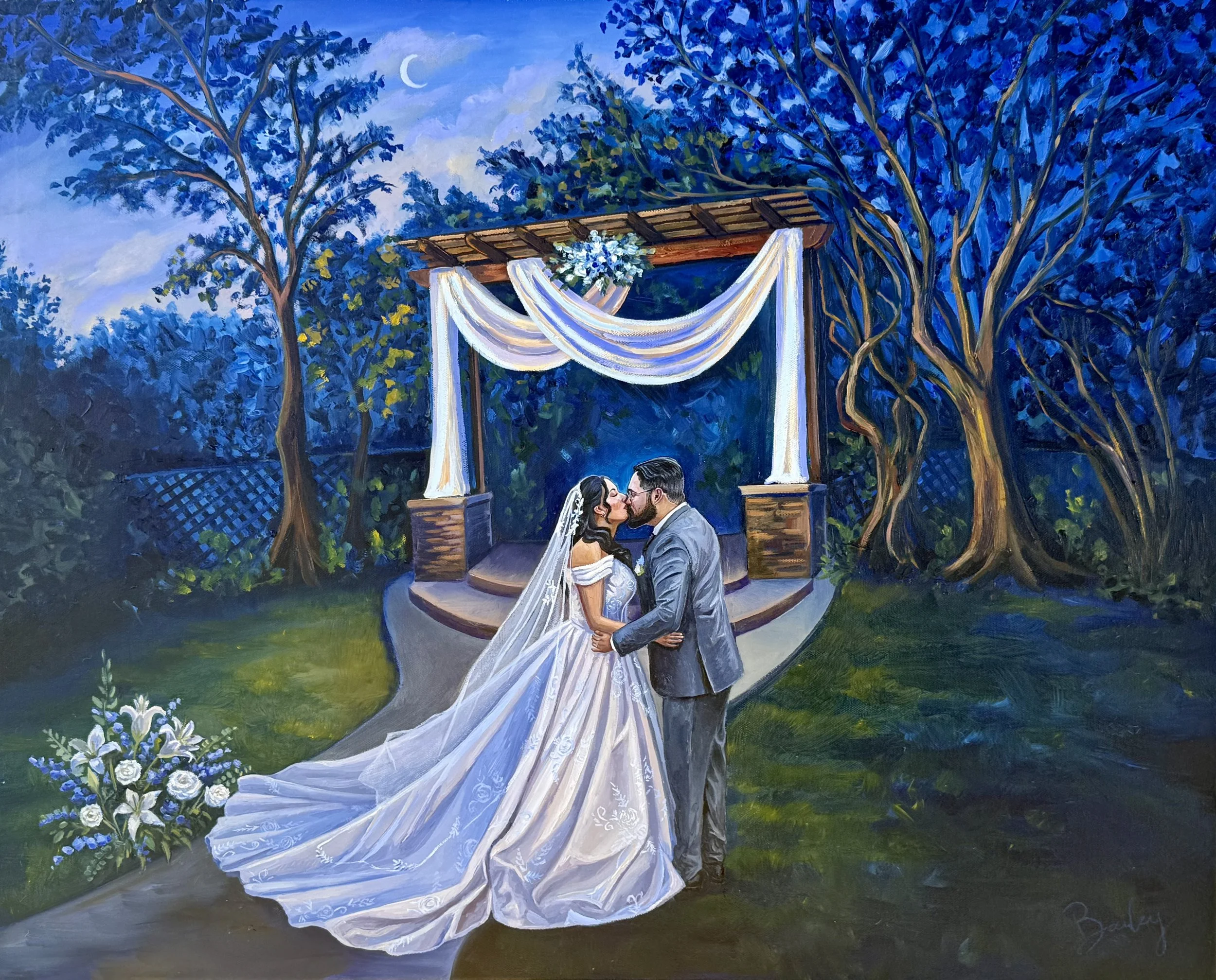 Redwoods San Jose Twilight Fairytale Live Wedding Painting Northern California