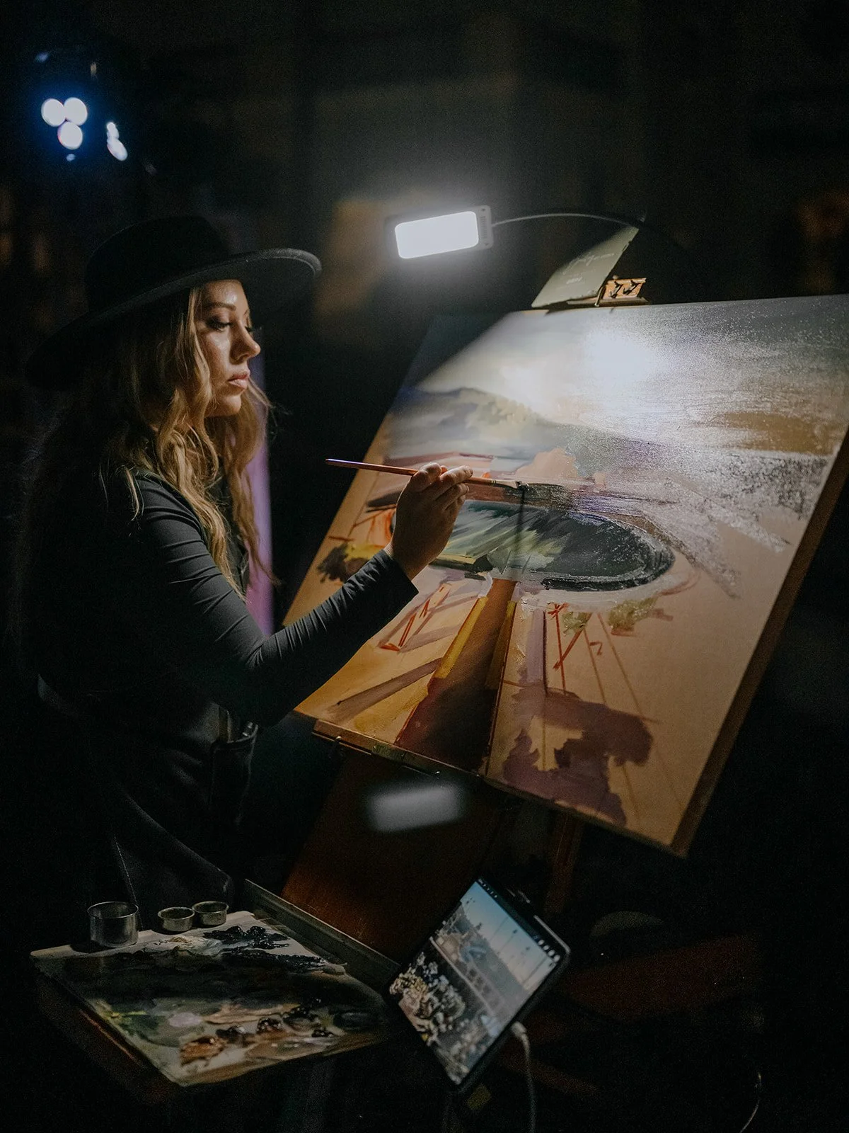 Live oil painting at the Keeneland Sales Breeders Cup Championship Sale at Del Mar Race Track in San Diego California