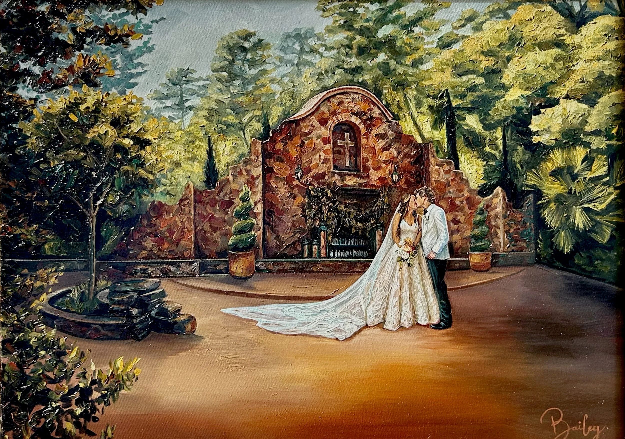 Houston Texas Historic Fairytale Live Wedding Painting