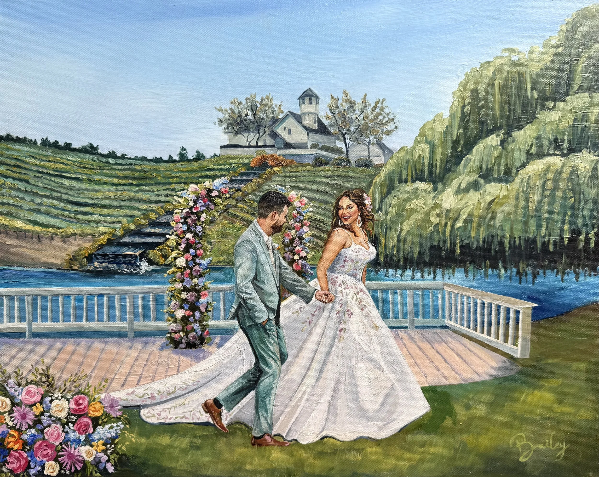 San Jose Winery Vineyard Wedding Live Wedding Painting Northern California 