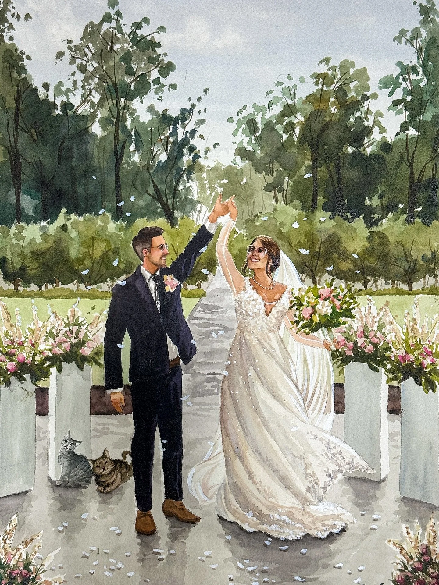 The prince and princess with their two dedicated subjects🐱

Loved painting these two love birds! The perfect final painting of the year before baby girl comes in a couple weeks❤️

#liveweddingpainter #weddingpainter #vawedding #vaweddingpainter #rva